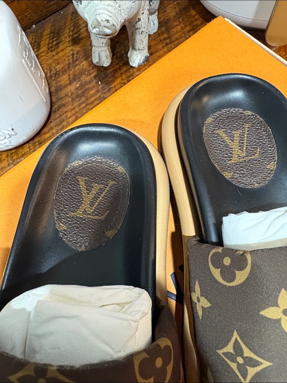 Louis Vuitton Monogram Pillow Slide Sandals - Brown, Black & Tan - Picture 2 of 8